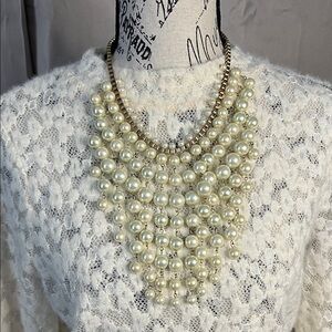 Elegant Faux Pearl Statement Necklace